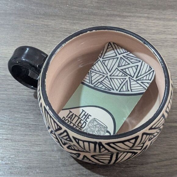 Handmade Ceramic Mug By The Tatted Potter With Geometric Design – 10 Oz coffee - Picture 3 of 11